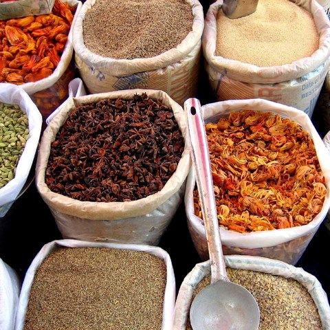 Spices in an Indian market