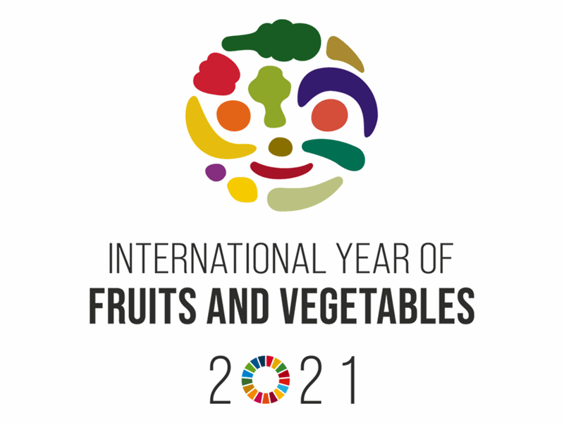 Logotypen för internationella frukt- och grönsaksåret. Illustration.