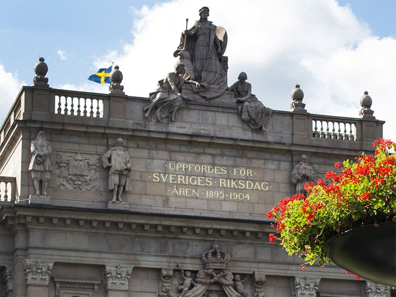 Sveriges riksdag, byggnadsdetalj. Foto.