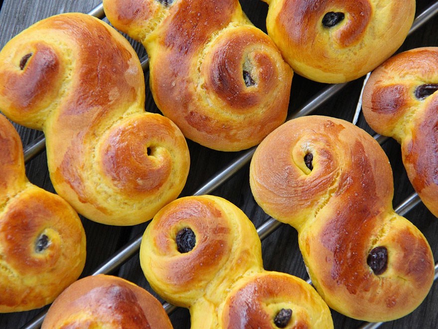 Lussekatter i närbild, foto.