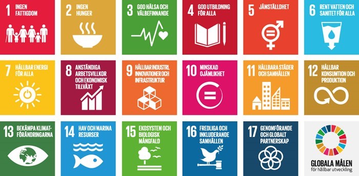 De globala målen för Agenda 2030, illustration.