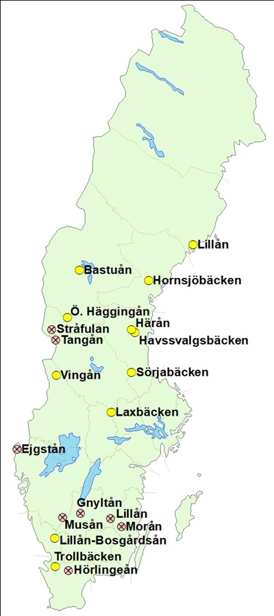 Referensvattendrag. Sverigekarta.