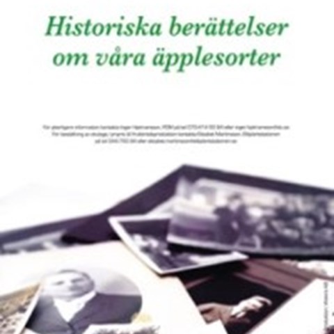 Framsidan av broschyren "Historiska berättelser om våra äpplesorter". 