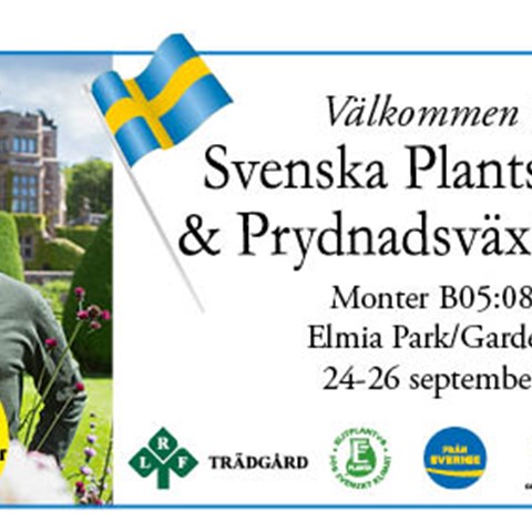 En annons som informerar om Svenska plantskolors monter på mässan Elmia Garden 2019. Inskannad annons.