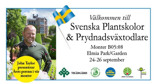 En annons som informerar om Svenska plantskolors monter på mässan Elmia Garden 2019. Inskannad annons.