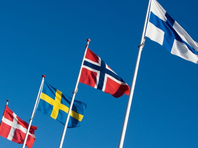 Scandinavian flags. Photo.
