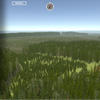En skärmdump från Virtual forest som visar en helikoptervy över ett område som avverkades för 20 år sedan