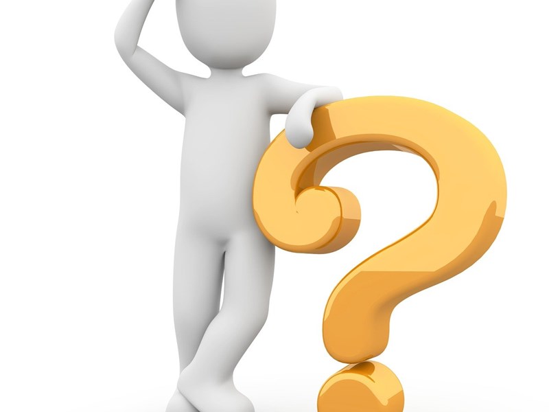 cartoon man leaning towards a question mark