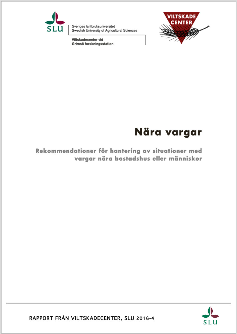 Nära vargar, rapportframsida