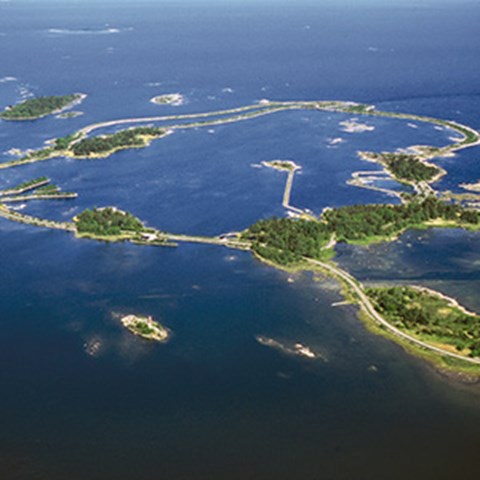 Foto över Biotestsjön från luften. Foto.