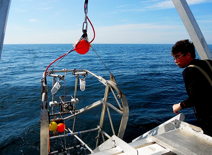 SLU Aqua undersöker förekomsten av havskräftan från fartyget Asterix. Foto.