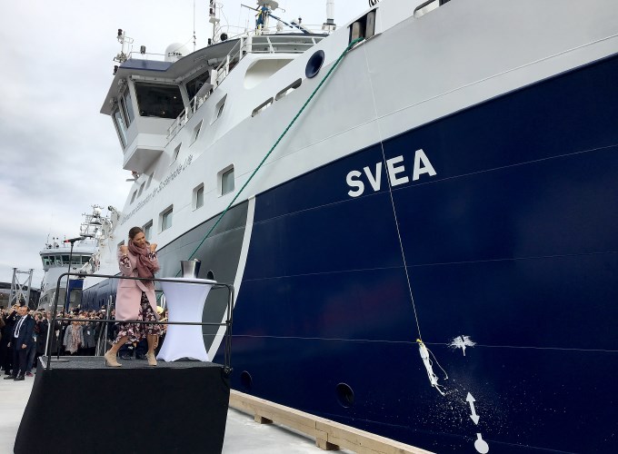 The research vessel R / V Svea is named by H.K.H. Crown Princess Victoria. Photo.