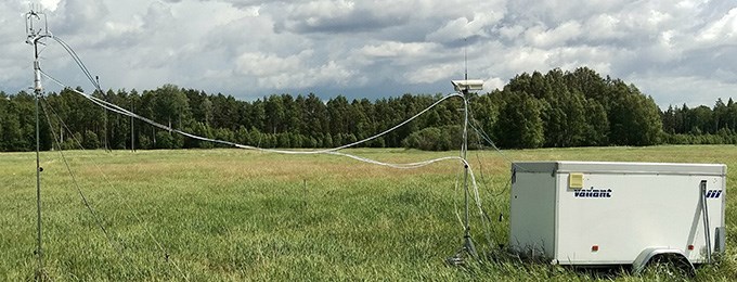 Mätningsutrustning i jordbrukslandskap