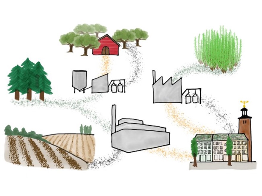 Hus, Industri, lantbruk, städer, skog: kol produceras från alla håll och kan ha olika miljöeffekter.