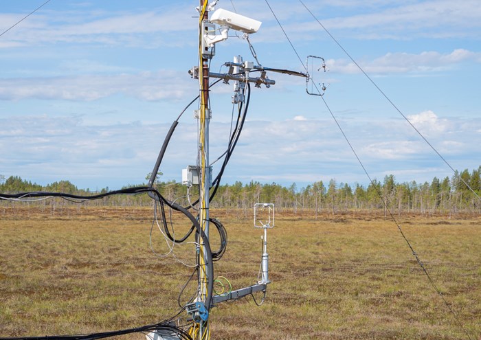 Part of the eddy covariance system at Kulbäcksliden