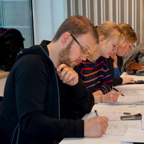 Studenter som arbetar med en uppgift