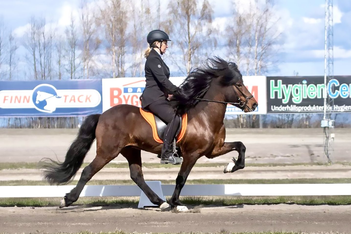 rider islandshäst på tävling