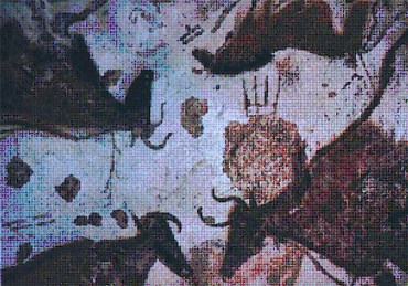 Illustration: Cows drawn on a type of fabric.