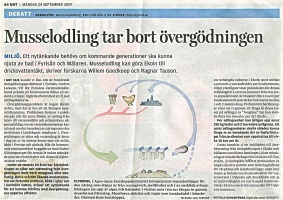 Tidningsklipp om musselprojektet. Foto.