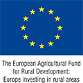 Logo for EU projects via funding for rural development. Picture.