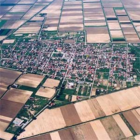 View of city and fields