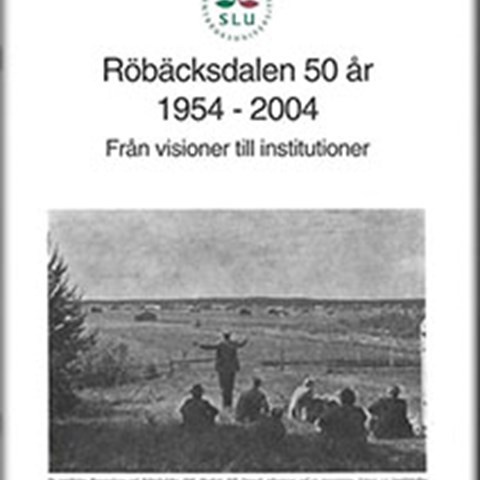 Framsidan för jubileumsskriften Röbäcksdalen 50 år. Foto.