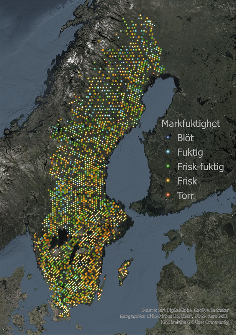 Sverigekarta med kontrollpunkter
