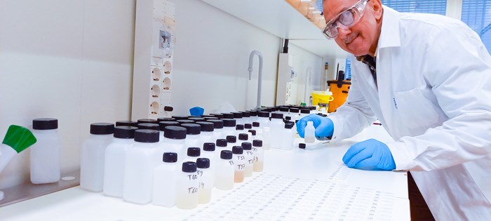Preparing samples in the Biogeochemical lab