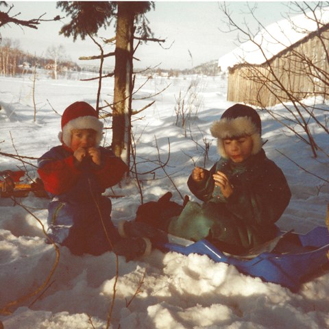 Children in snow landscape
