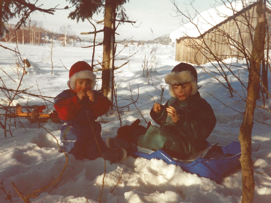 Children in snow landscape
