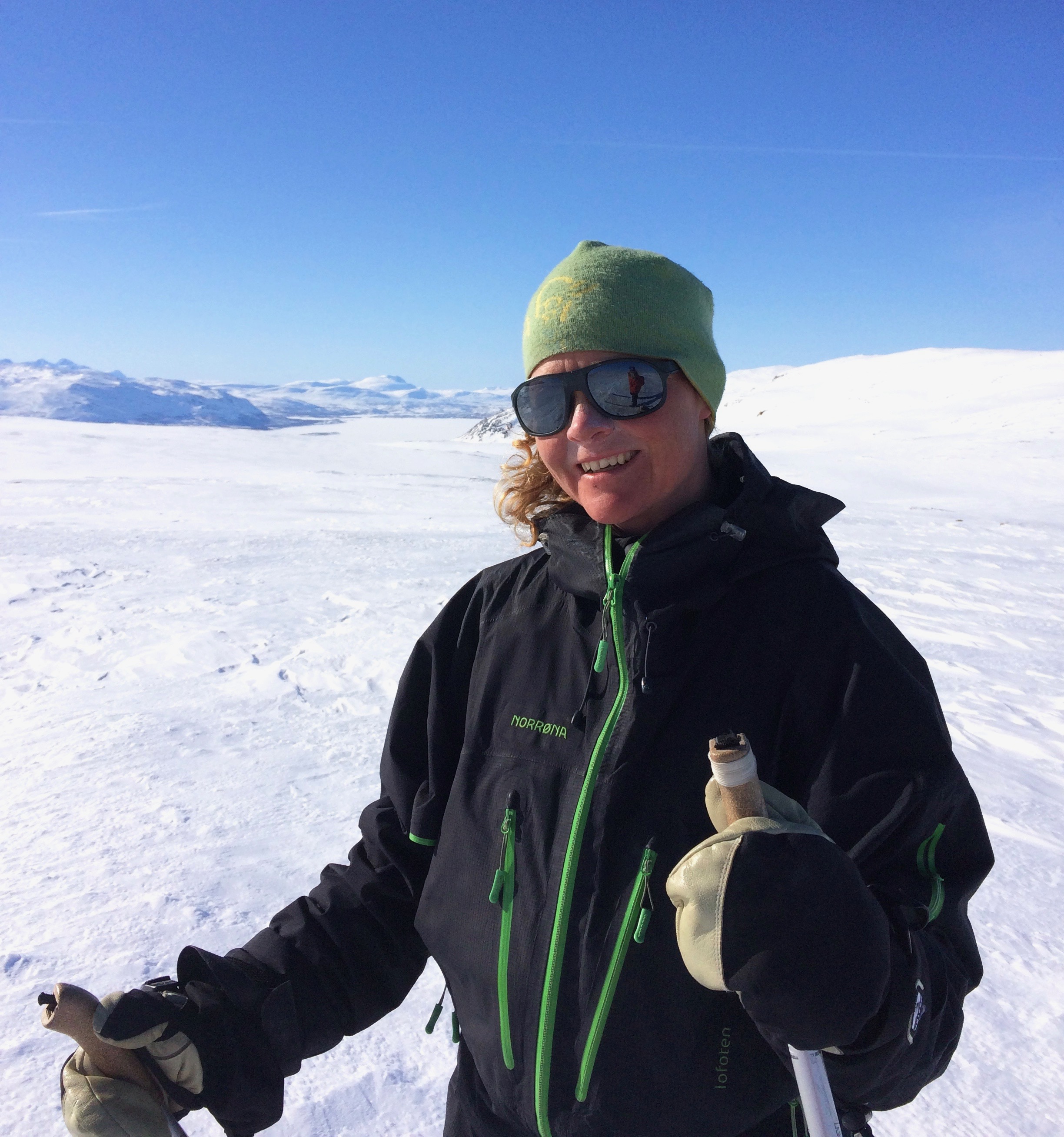 Jenny Sylv´n in sunny mountain landscape in winter