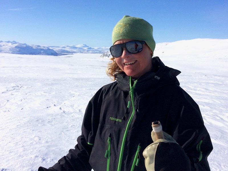 Jenny Sylv´n in sunny mountain landscape in winter
