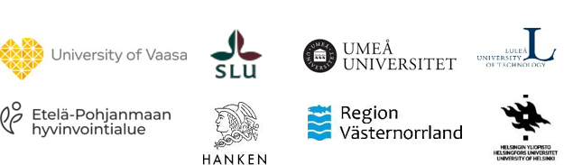 logos Eskoon Sosiaalipalvelujen kuntayhtymä Luleå tekniska universitet Region Västernorrland Svenska Handelshögskolan Sveriges Lantbruksuniversitet Umeå universitet Helsingin Yliopisto