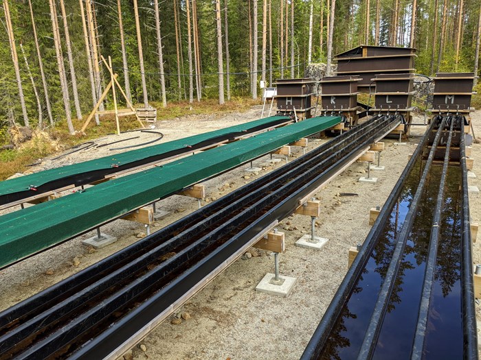 Artificial wooden channels in Svartberget experimental area in 2022.