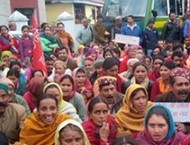 Political rally of a farmer’s group, Kangra, India. Photo.