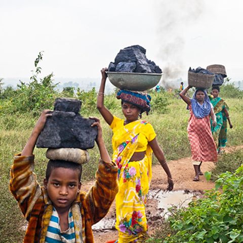 Villagers in Jharkhand collecting coal to sell. Photo.