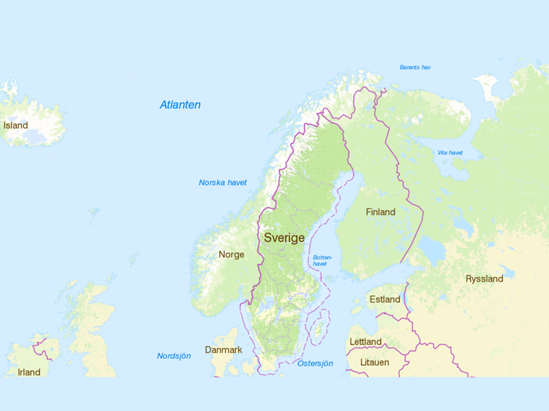 Karta över de nordiska länderna. Bild.