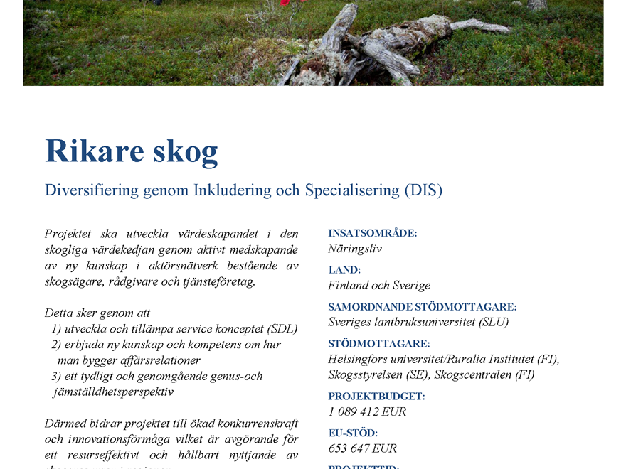 Poster om projektet rikare skog.