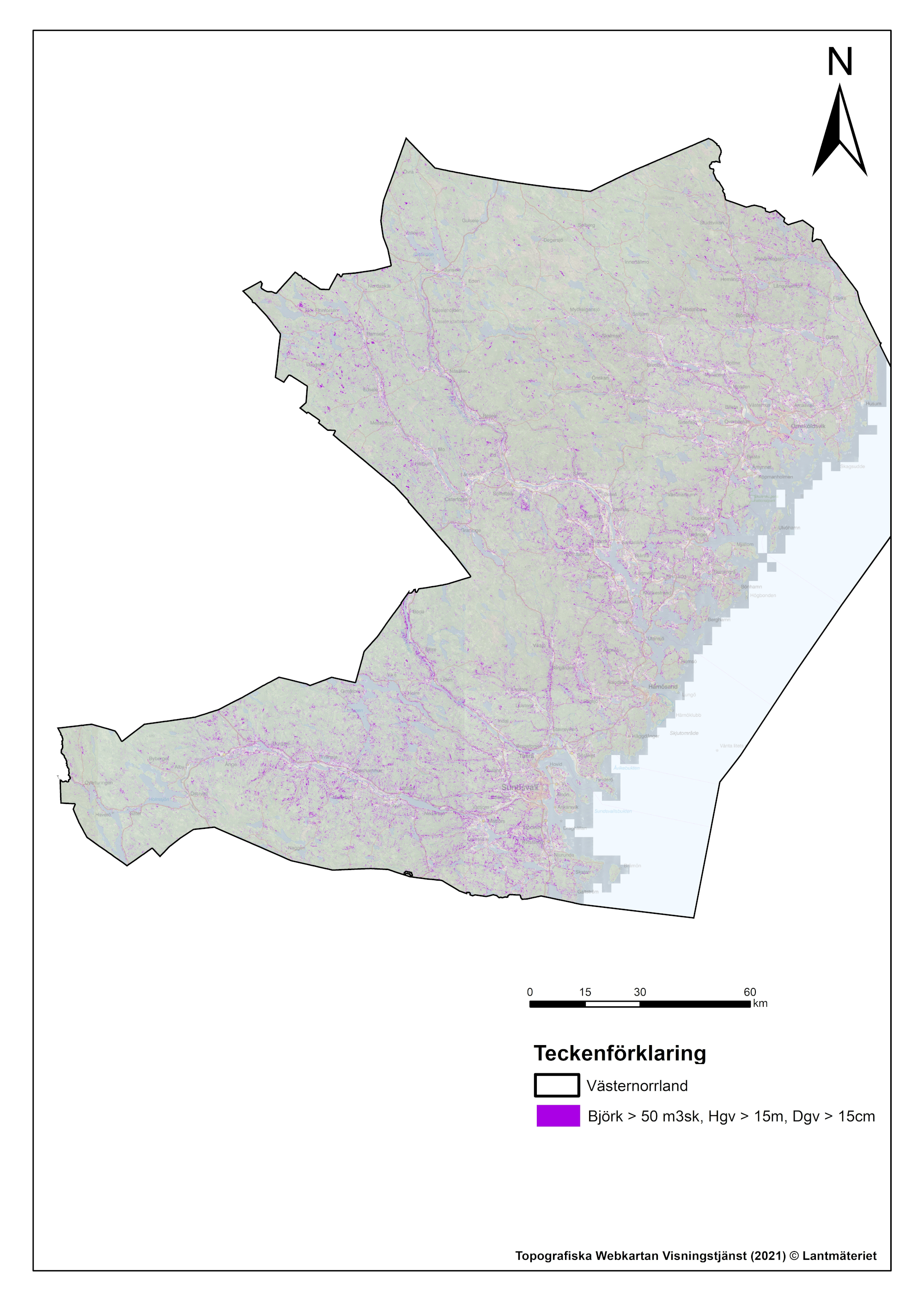 Karta över Västernorrland