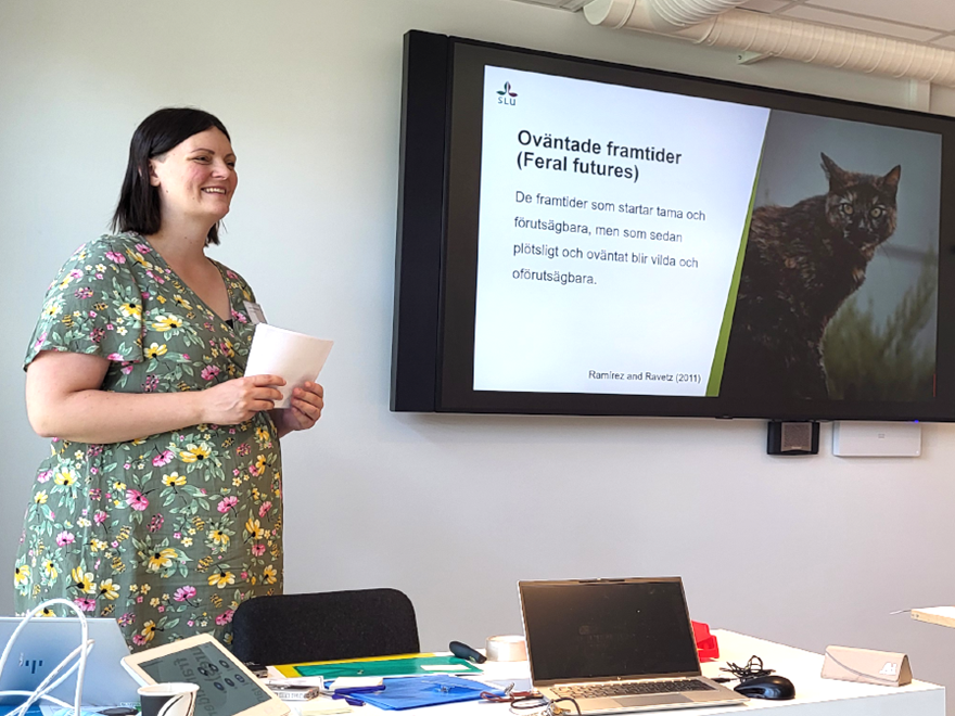 Isabella Hallberg-Sramek ger instruktioner under workshop