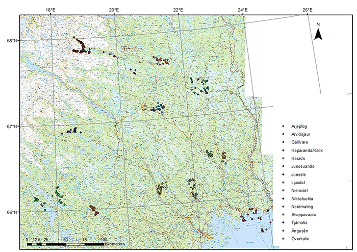 Map showing first tagging position