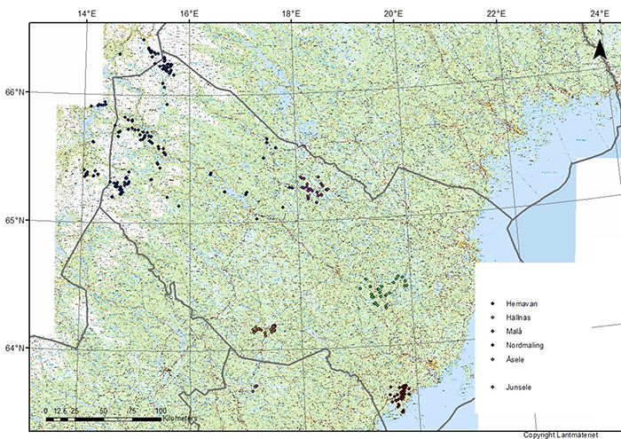 Map showing first tagging position