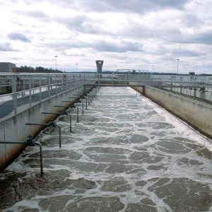 Pool at wastewater treatment plan. Photo.