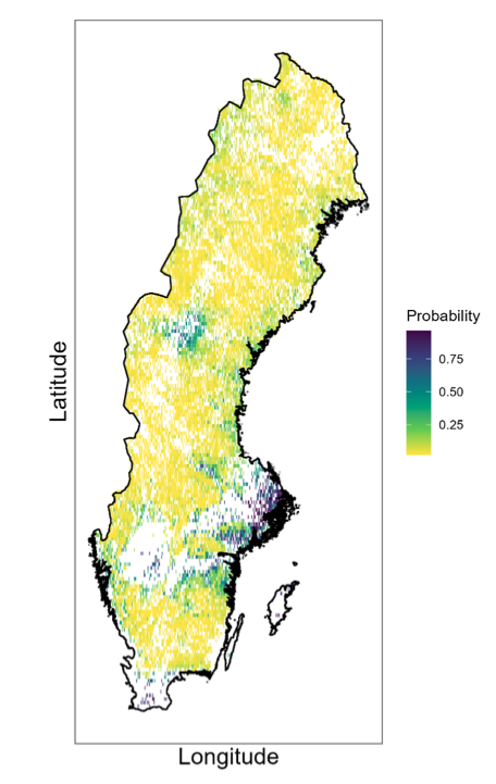 Riskzoner för vandrarmussla. Karta.