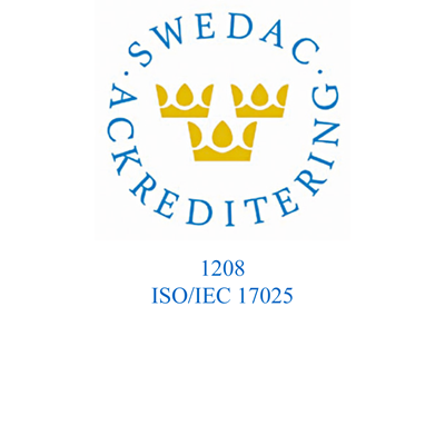 The accreditation mark of Swedac. Illustraiton.