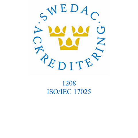 Swedacs ackrediteringsmärke. Illustration.