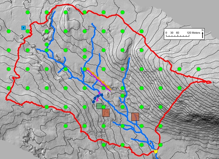 Map based on elevation measurements. Illustration.