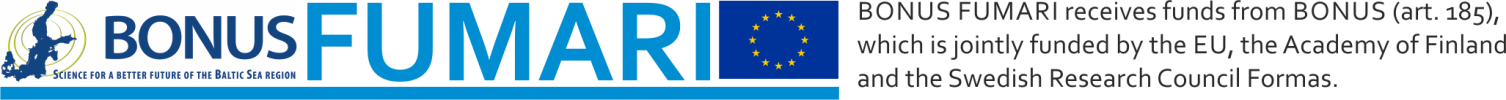Logotyper för BONUS, FUMARI och EU. Illustration.