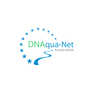 Logotyp för DNAqua-Net. Illustration.