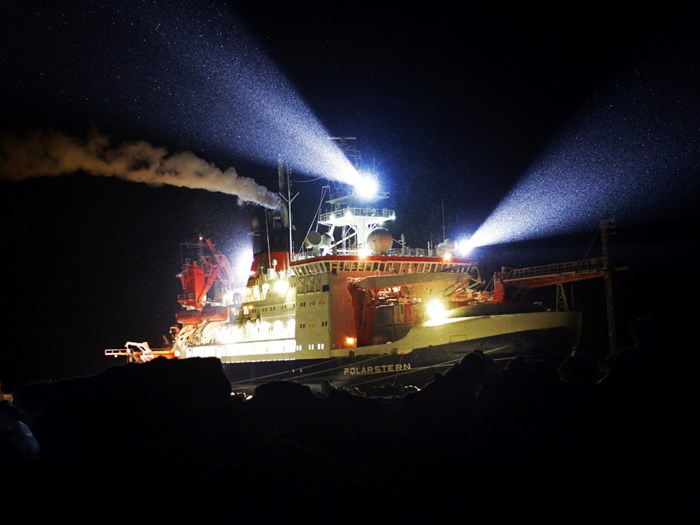 Research vessel in the Arctic ocean, photo.